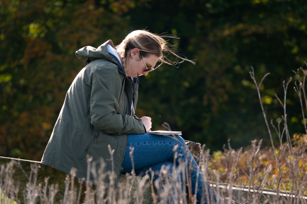 Me, drawing in the middle of a field